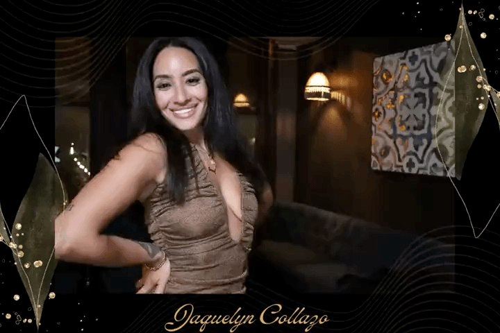 Jaquelyn posing in a custom black and gold birthday video frame by Images & Creations