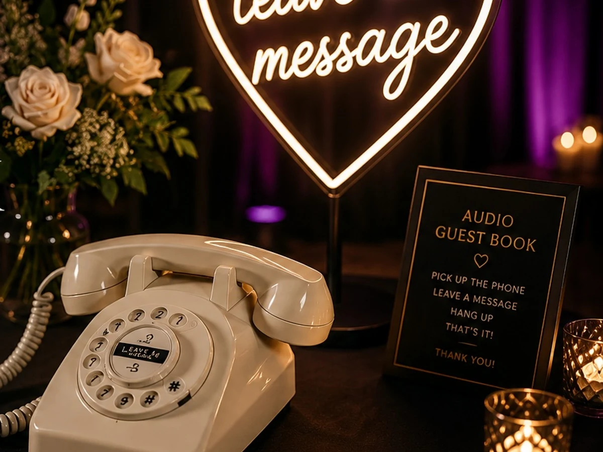 Audio Guest Book + Neon Sign by Images & Creations