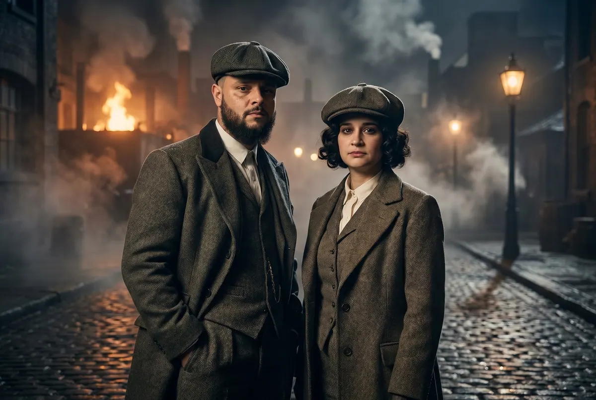 Couple transformed into a vintage noir AI portrait