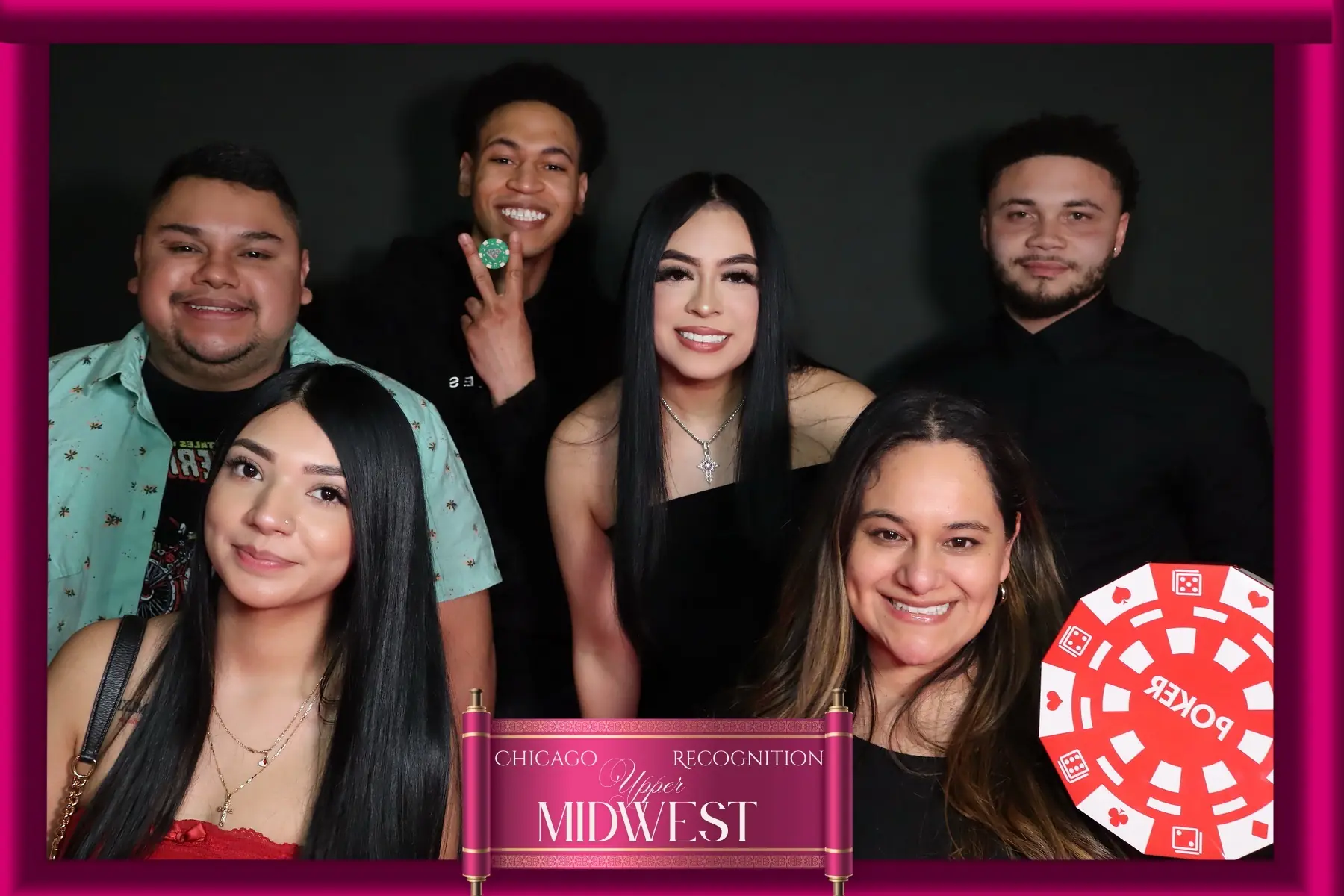 Polished six-person corporate event portrait by Images & Creations