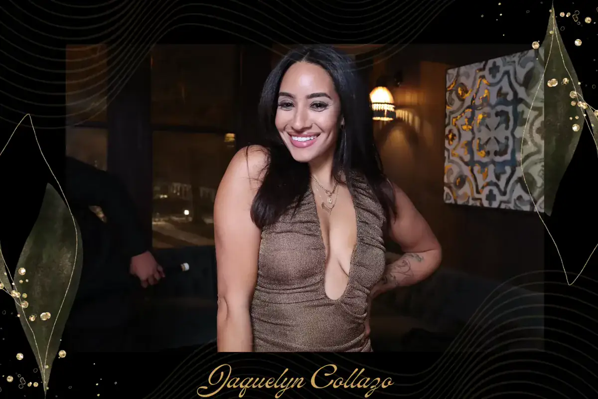 Guest posing inside a custom 35th birthday animation by Images & Creations